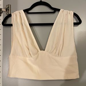 Cream crop top with zipper